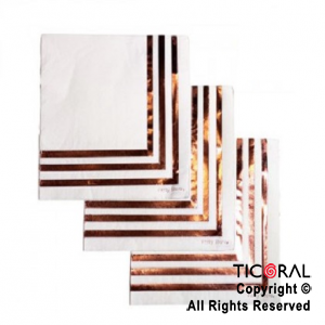 SERVILLETA DE PAPEL BORDE ROSA GOLD x 12 UNIDADES
